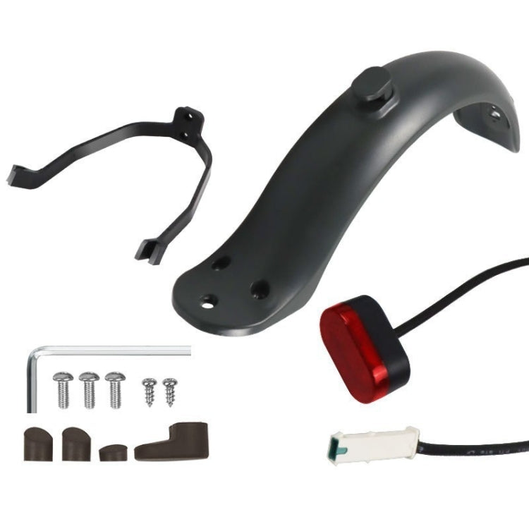 Per accessori per scooter elettrici Xiaomi M365, parafango + staffa + fanale posteriore, Black With Wrench, Black Without Wrench