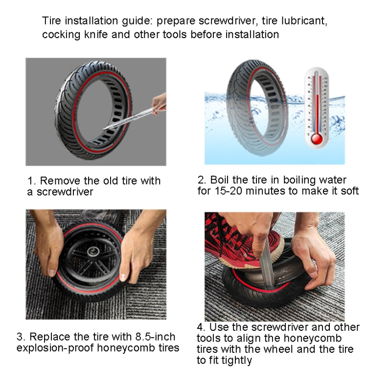 Pneumatico solido a nido d'ape da 8 pollici per scooter elettrico per Xiaomi M365/M365 Pro /1S/Pro2/Essential, Inner Honeycomb Red, Inner Honeycomb Blue, Inner Honeycomb Yellow, Inner Honeycomb Black