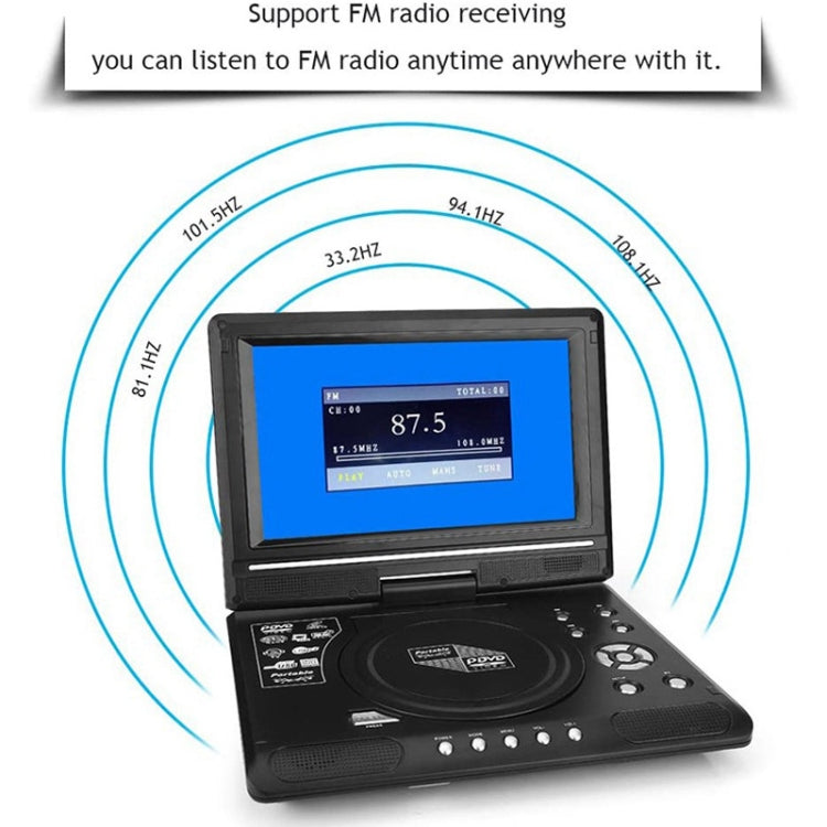 Lettore DVD portatile 9,8" con schermo rotante e radio FM