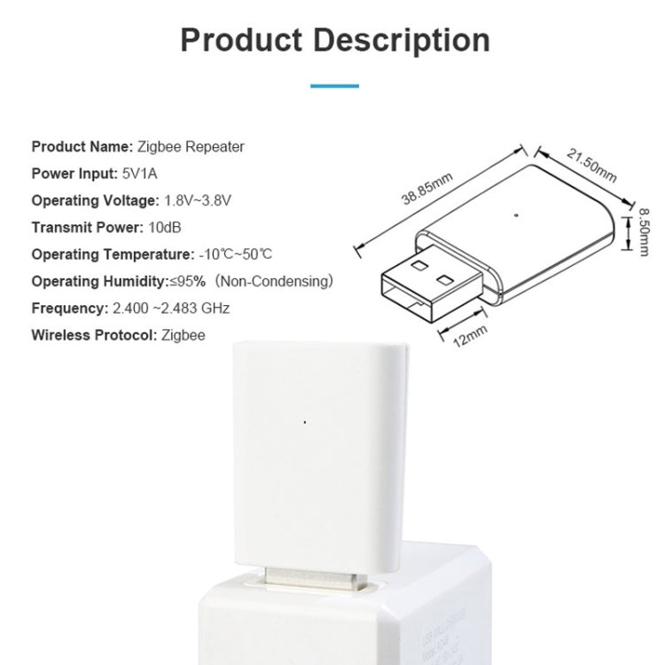 Tuya Zigbee Ripetitore Amplificatore di Segnale Smart Extender Wireless USB Portatile, Wireless Extender