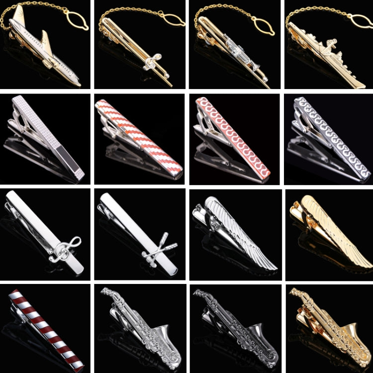 Fermacravatta da matrimonio formale da uomo da 2 pezzi, Gold Ship, Gold Trumpet, Gold Treble Symbol, Gold Aircraft, Silver Black, Red Trapezoidal, Red S Shape, Black S Shaped, Silver Treble Symbol, Silver Golf, Silver Wings, Gold Wings, Red Oblique Str...
