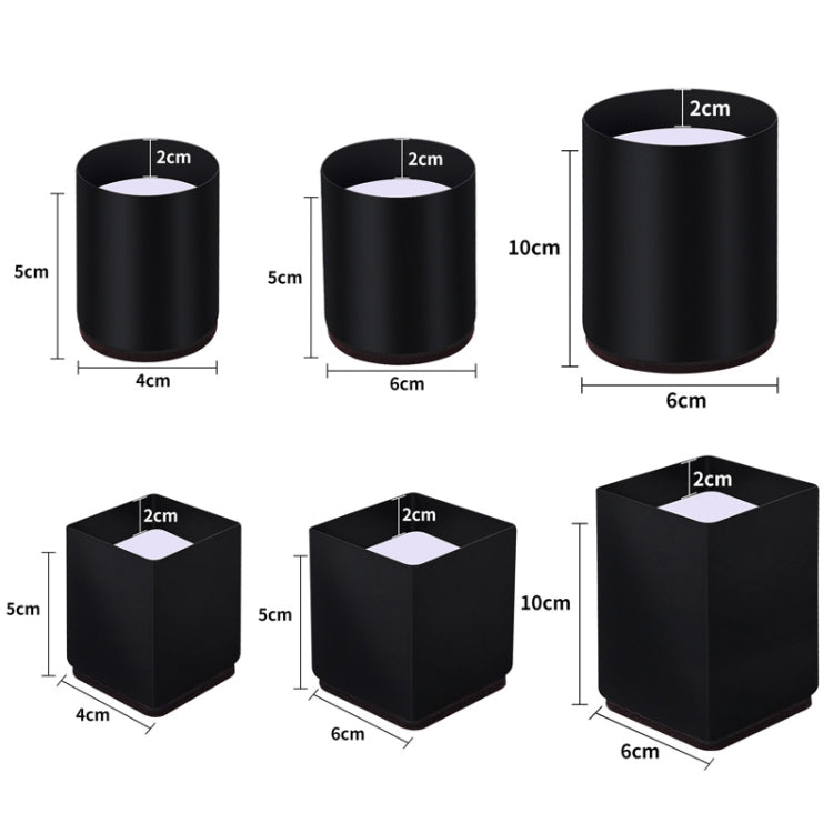 2 pezzi / set piedini rialzati avvolgenti in acciaio al carbonio per mobili, stile:, Round 4x5cm (Black), Round 4x5cm (Brown), Round 6x5cm (Black), Round 6x5cm (Brown), Round 6x10cm (Black), Round 6x10cm (Brown), Square 4x5cm (Black), Square 4x5cm (Bro...