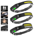 Torcia da pesca all'aperto COB con sensore di movimento ricaricabile USB, W689-1 Red+White Light, W689-2 White+Warm Light, W689-3 Red White Warm, W689-2 White Light, W689-3 White Light