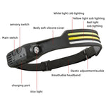 Torcia da pesca all'aperto COB con sensore di movimento ricaricabile USB, W689-1 Red+White Light, W689-2 White+Warm Light, W689-3 Red White Warm, W689-2 White Light, W689-3 White Light