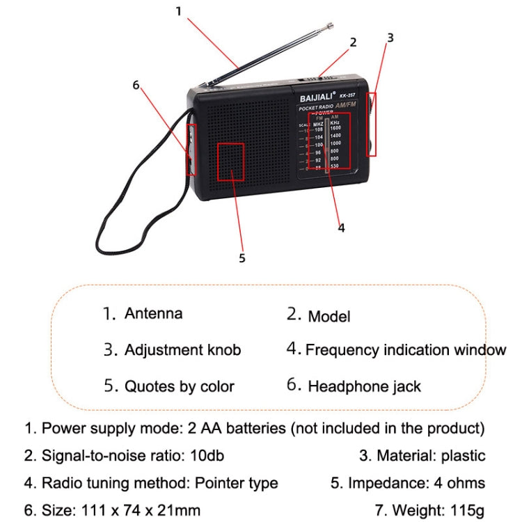 Altoparlante portatile con radio FM AM BAIJIALI BJL228