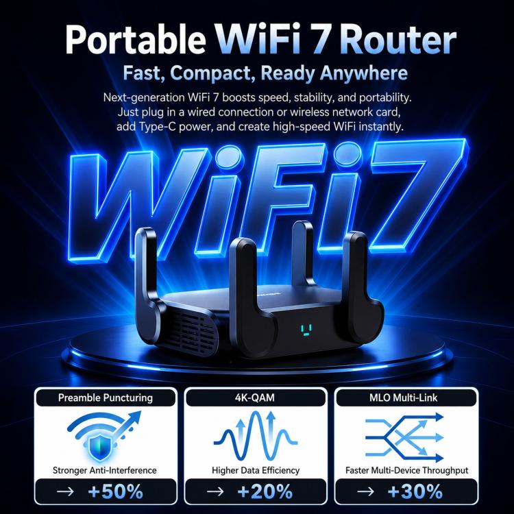 Router wireless COMFAST CF-WR672BE Wi-Fi 7 BE3600 con doppia porta WAN/LAN da 2,5 GHz., EU Plug, US Plug, UK Plug, AU Plug