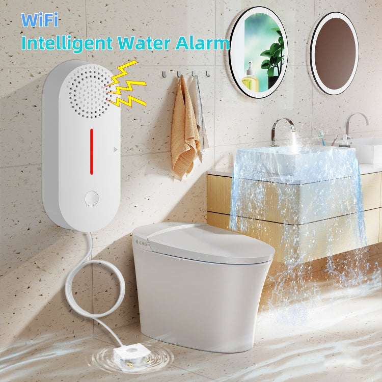 Tuya WIFI Suono e luce Allarme immersione in acqua Sensore di perdite Rilevatore di allarme di troppopieno, Overflow Alarm Detector
