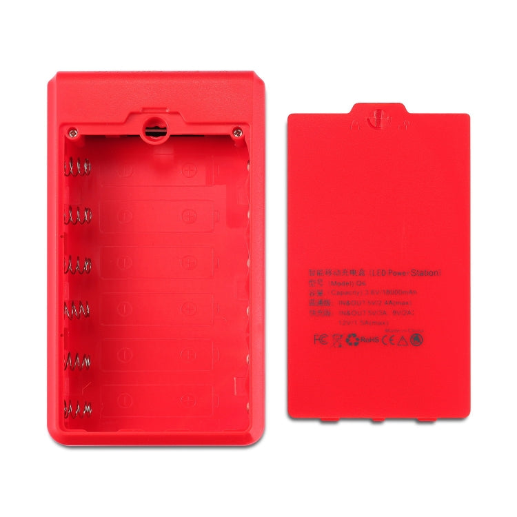 Q6 Custodia per caricabatterie per batteria 18650 rimovibile a 6 sezioni, stile:, Ordinary, Flash/Fast Charge