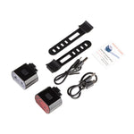 Faro per bicicletta Doppia lampada T6 Perline + 16 fanali posteriori a LED Spia luminosa per casco ricaricabile