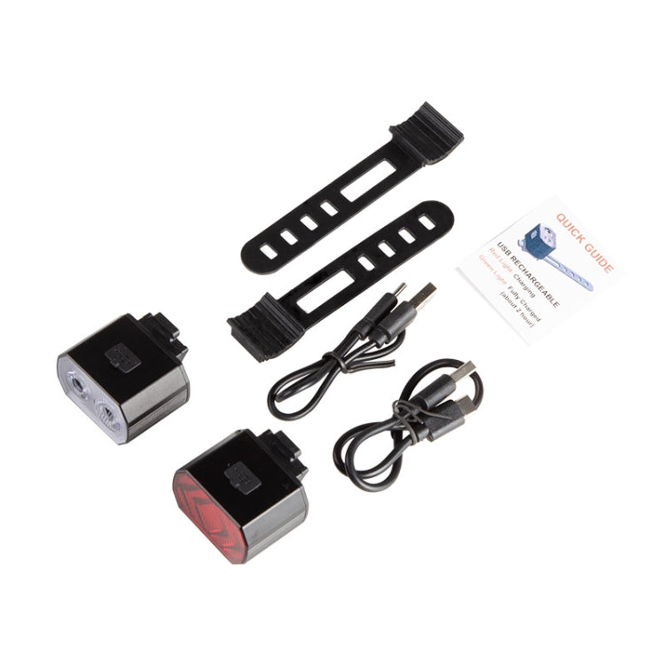 Faro per bicicletta Doppia lampada T6 Perline + 16 fanali posteriori a LED Spia luminosa per casco ricaricabile