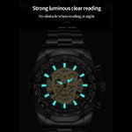 BINBOND S034 30M orologio al quarzo impermeabile scheletro scheletro luminoso orologio