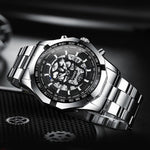BINBOND S034 30M orologio al quarzo impermeabile scheletro scheletro luminoso orologio