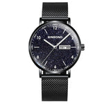 BINBOND B3820 Orologio stellato luminoso al quarzo ultrasottile impermeabile 30M, Black Net-Black-Starry, White Net-White-Starry, Black Leather-Black-Starry, Black Leather-White-Starry, Black Net-Rose Gold-Starry, Black Leather-Rose Gold-Starry        ...