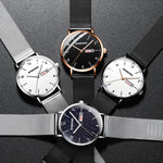 BINBOND B3820 Orologio stellato luminoso al quarzo ultrasottile impermeabile 30M, Black Net-Black-Starry, White Net-White-Starry, Black Leather-Black-Starry, Black Leather-White-Starry, Black Net-Rose Gold-Starry, Black Leather-Rose Gold-Starry        ...