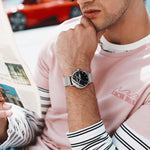BINBOND B3820 Orologio stellato luminoso al quarzo ultrasottile impermeabile 30M, Black Net-Black-Starry, White Net-White-Starry, Black Leather-Black-Starry, Black Leather-White-Starry, Black Net-Rose Gold-Starry, Black Leather-Rose Gold-Starry        ...