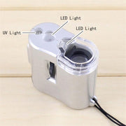 Microscopio portatile 60X con lente d'ingrandimento per l'identificazione di gioielli con lampada a LED con custodia in pelle, 9592