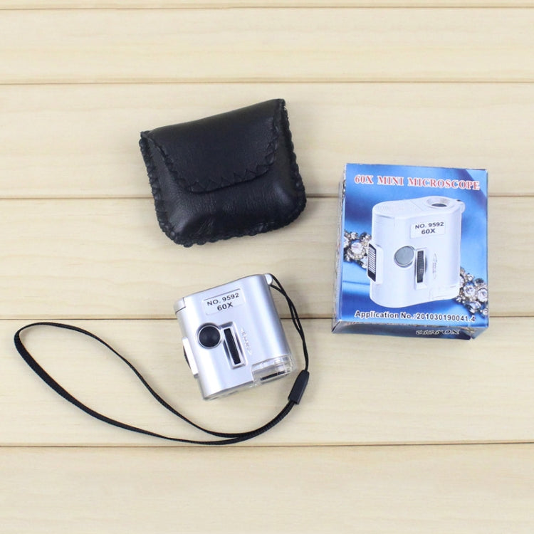 Microscopio portatile 60X con lente acrilica e custodia pelle