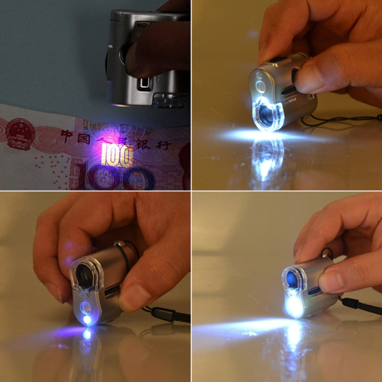 Microscopio portatile 60X con lente acrilica e custodia pelle