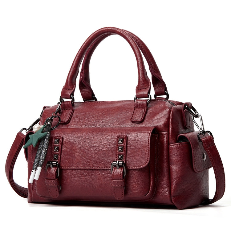048 Borsa a tracolla multiscomparto in pelle martellata Borsa a tracolla a tracolla di grande capacità