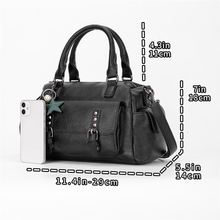 048 Borsa a tracolla multiscomparto in pelle martellata Borsa a tracolla a tracolla di grande capacità