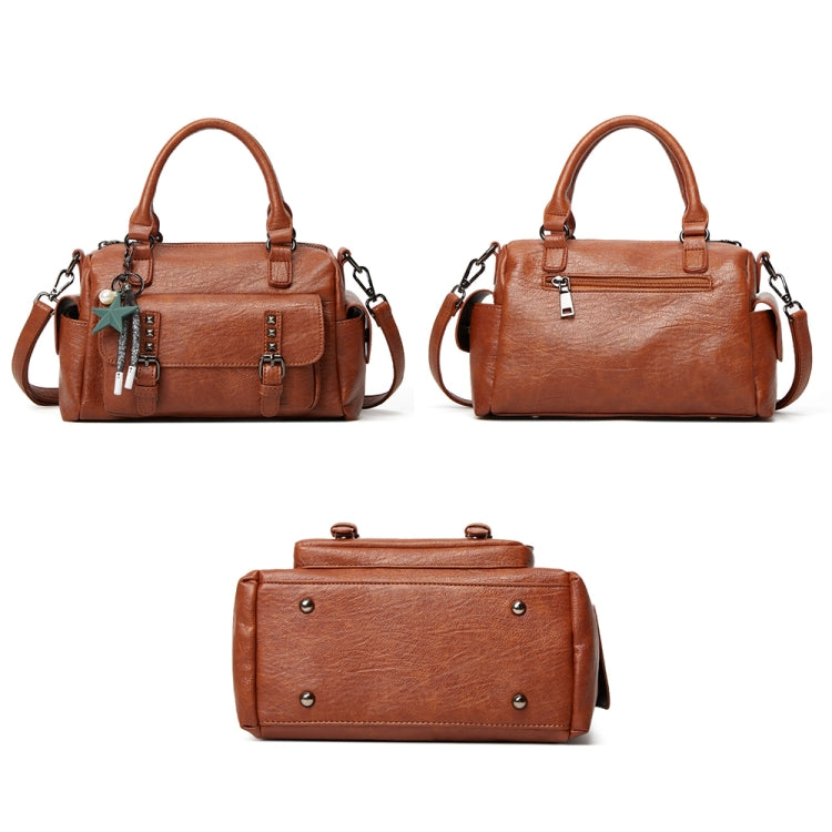 048 Borsa a tracolla multiscomparto in pelle martellata Borsa a tracolla a tracolla di grande capacità
