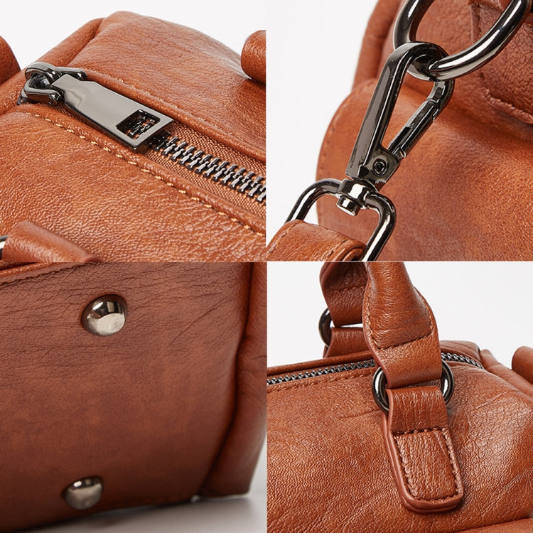 048 Borsa a tracolla multiscomparto in pelle martellata Borsa a tracolla a tracolla di grande capacità