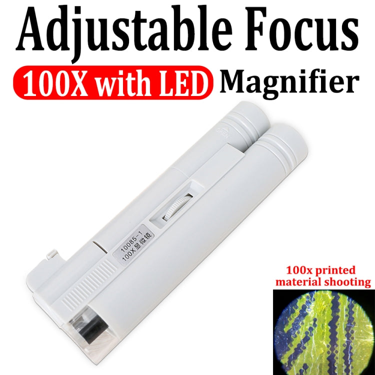 10085-1 Microscopio a doppio tubo 100X con lente d'ingrandimento per l'identificazione della luce a LED, 100X Double Tube