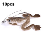 HENGJIA FO100 10 pz Anti-Appeso Fondo Galleggiante Rana Pesce Nero Esca Finta Tuono Rana Esca, FO100 (Gray Black), FO100 (Dark Green), FO100 (Light Green)