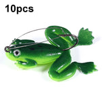 HENGJIA FO100 10 pz Anti-Appeso Fondo Galleggiante Rana Pesce Nero Esca Finta Tuono Rana Esca, FO100 (Gray Black), FO100 (Dark Green), FO100 (Light Green)