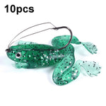 HENGJIA FO100 10 pz Anti-Appeso Fondo Galleggiante Rana Pesce Nero Esca Finta Tuono Rana Esca, FO100 (Gray Black), FO100 (Dark Green), FO100 (Light Green)