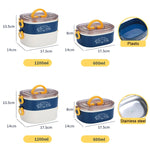 XC-540-541 Lunch Box isolante per ufficio portatile diviso ovale di grande capacità, 600ml (Stainless Blue), 600ml (Stainless Yellow), 600ml (Stainless Purple), 1.2L (Stainless Blue), 1.2L (Stainless Yellow), 1.2L (Stainless Purple), 600ml (Plastic Blu...