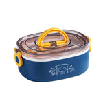 XC-540-541 Lunch Box isolante per ufficio portatile diviso ovale di grande capacità, 600ml (Stainless Blue), 600ml (Stainless Yellow), 600ml (Stainless Purple), 1.2L (Stainless Blue), 1.2L (Stainless Yellow), 1.2L (Stainless Purple), 600ml (Plastic Blu...