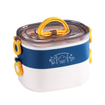 XC-540-541 Lunch Box isolante per ufficio portatile diviso ovale di grande capacità, 600ml (Stainless Blue), 600ml (Stainless Yellow), 600ml (Stainless Purple), 1.2L (Stainless Blue), 1.2L (Stainless Yellow), 1.2L (Stainless Purple), 600ml (Plastic Blu...