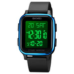 SKMEI 1858 Orologio luminoso a LED con doppio display digitale impermeabile quadrato, 1858 Red, 1858 Blue, 1858 Black, 1858 Rose Gold