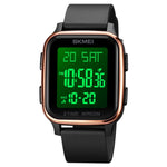 SKMEI 1858 Orologio luminoso a LED con doppio display digitale impermeabile quadrato, 1858 Red, 1858 Blue, 1858 Black, 1858 Rose Gold