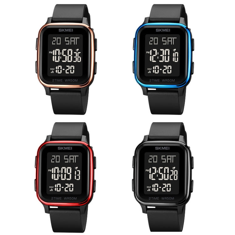 SKMEI 1858 Orologio luminoso a LED con doppio display digitale impermeabile quadrato, 1858 Red, 1858 Blue, 1858 Black, 1858 Rose Gold