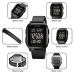 SKMEI 1858 Orologio luminoso a LED con doppio display digitale impermeabile quadrato, 1858 Red, 1858 Blue, 1858 Black, 1858 Rose Gold