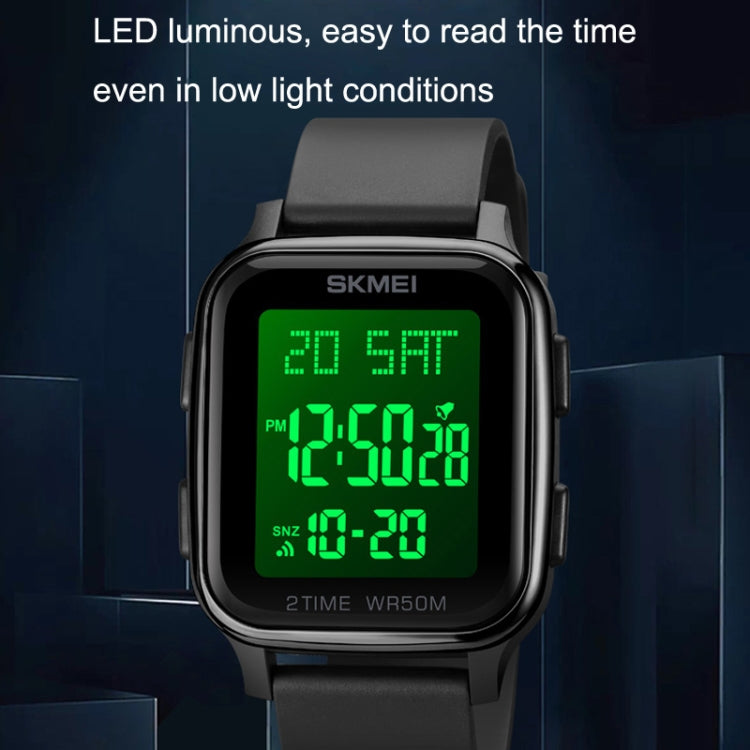 SKMEI 1858 Orologio luminoso a LED con doppio display digitale impermeabile quadrato, 1858 Red, 1858 Blue, 1858 Black, 1858 Rose Gold