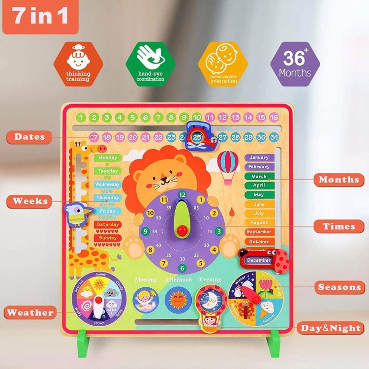 Calendario didattico 7 in 1 in legno per bambini