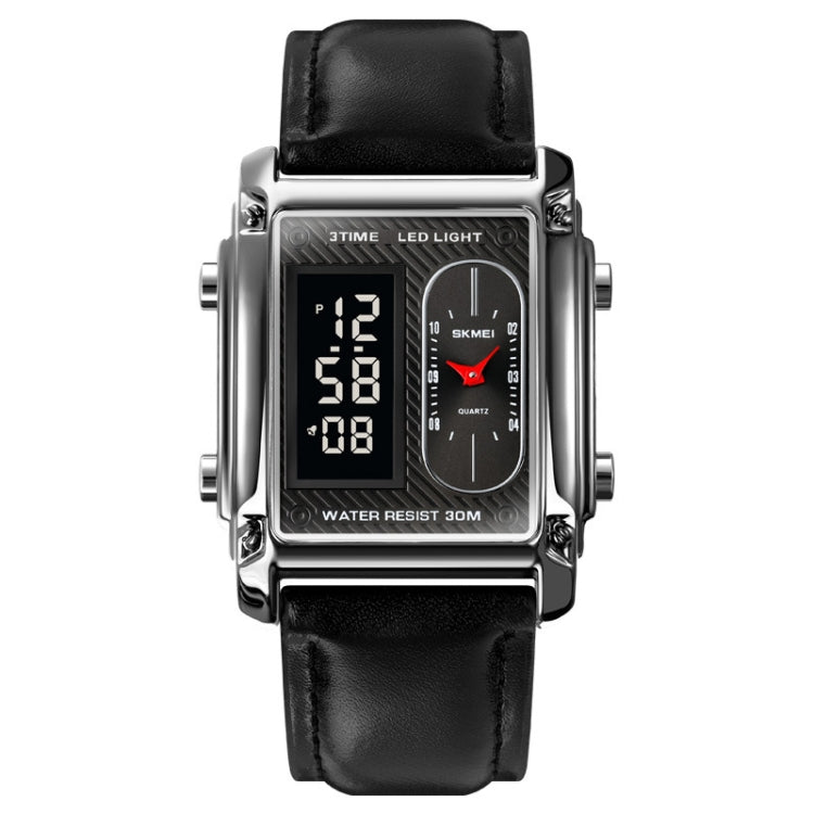 SKMEI 1868 Orologio da uomo impermeabile con doppio display quadrato, stile:, Steel Belt (Black), Leather Belt (Black), Steel Belt (Rose Gold), Leather Belt (Rose Gold), Steel Belt (Gold), Leather Belt (Gold), Steel Belt (Silver), Leather Belt (Silver)