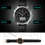 SKMEI 1652 Orologio da uomo in lega di pelle sportiva a doppio movimento, Rose Gold Shell White Machine, Rose Gold Shell Black Machine, Gold Shell White Machine, Gold Shell Black Machine, Black Shell White Machine, Black Shell Black Machine            ...