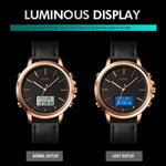 SKMEI 1652 Orologio da uomo in lega di pelle sportiva a doppio movimento, Rose Gold Shell White Machine, Rose Gold Shell Black Machine, Gold Shell White Machine, Gold Shell Black Machine, Black Shell White Machine, Black Shell Black Machine            ...