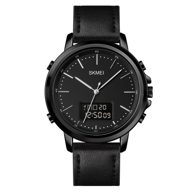 SKMEI 1652 Orologio da uomo in lega di pelle sportiva a doppio movimento, Rose Gold Shell White Machine, Rose Gold Shell Black Machine, Gold Shell White Machine, Gold Shell Black Machine, Black Shell White Machine, Black Shell Black Machine            ...