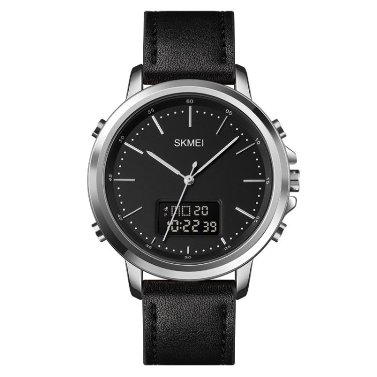 SKMEI 1652 Orologio da uomo in lega di pelle sportiva a doppio movimento, Rose Gold Shell White Machine, Rose Gold Shell Black Machine, Gold Shell White Machine, Gold Shell Black Machine, Black Shell White Machine, Black Shell Black Machine            ...