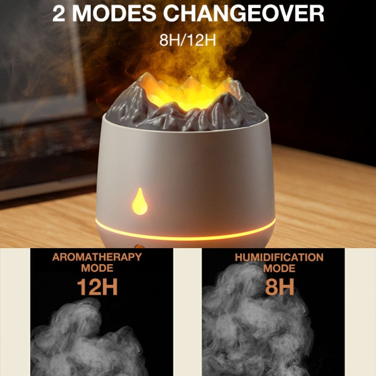 Macchina per aromaterapia domestica con umidificatore a fiamma di simulazione HS01 con luce notturna, Simulation Flame (White), Simulation Flame (Black)
