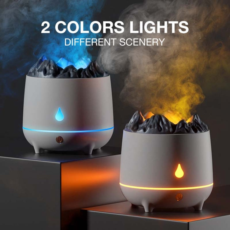 Macchina per aromaterapia domestica con umidificatore a fiamma di simulazione HS01 con luce notturna, Simulation Flame (White), Simulation Flame (Black)