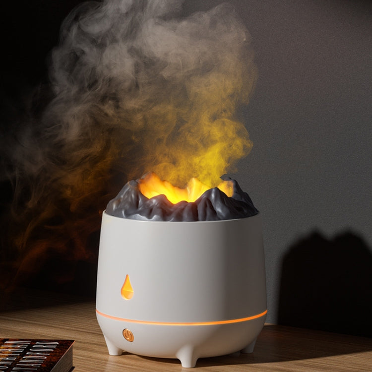 Macchina per aromaterapia domestica con umidificatore a fiamma di simulazione HS01 con luce notturna, Simulation Flame (White), Simulation Flame (Black)