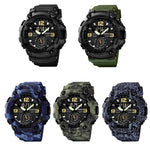 SKMEI 1637 Orologio da uomo con quadrante grande in plastica antiurto con display digitale sportivo per esterni, Black, Army Green, Blue Camouflage, Army Green Camouflage, Gray Black