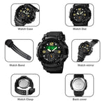 SKMEI 1637 Orologio da uomo con quadrante grande in plastica antiurto con display digitale sportivo per esterni, Black, Army Green, Blue Camouflage, Army Green Camouflage, Gray Black