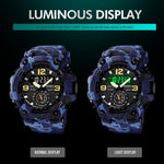 SKMEI 1637 Orologio da uomo con quadrante grande in plastica antiurto con display digitale sportivo per esterni, Black, Army Green, Blue Camouflage, Army Green Camouflage, Gray Black